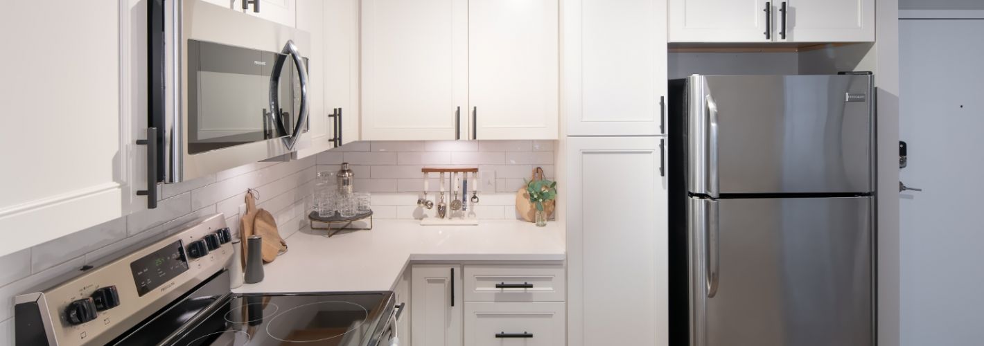 Pearson Square : Stainless steel appliances create a sleek finish in your home